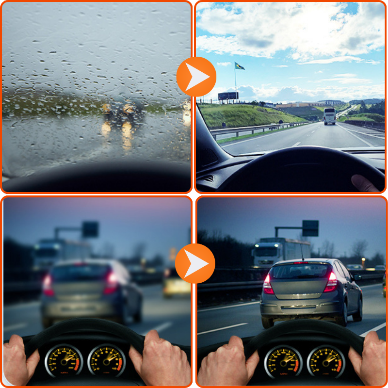 Tratamento hidrofóbico para para-brisas: as gotas deslizam em vez de ficarem coladas.